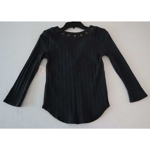 Free People OB1090510 Women's Sz S Washed Black Ice Cold Lace-Up Ribbed Top $78 - Picture 11 of 13